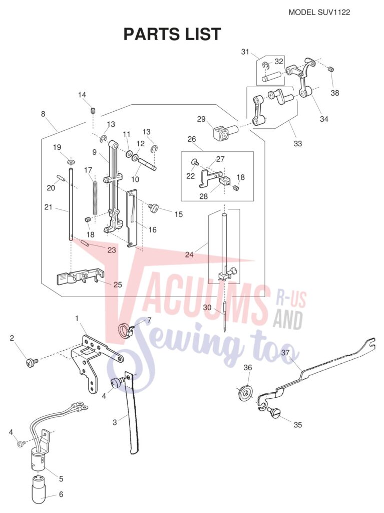 Janome SUV1122 exploded schematic diagram (page 3)