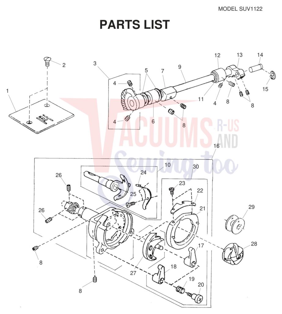 Janome SUV1122 exploded schematic diagram (page 6)
