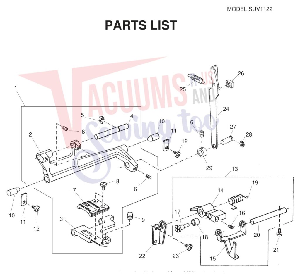 Janome SUV1122 exploded schematic diagram (page 7)