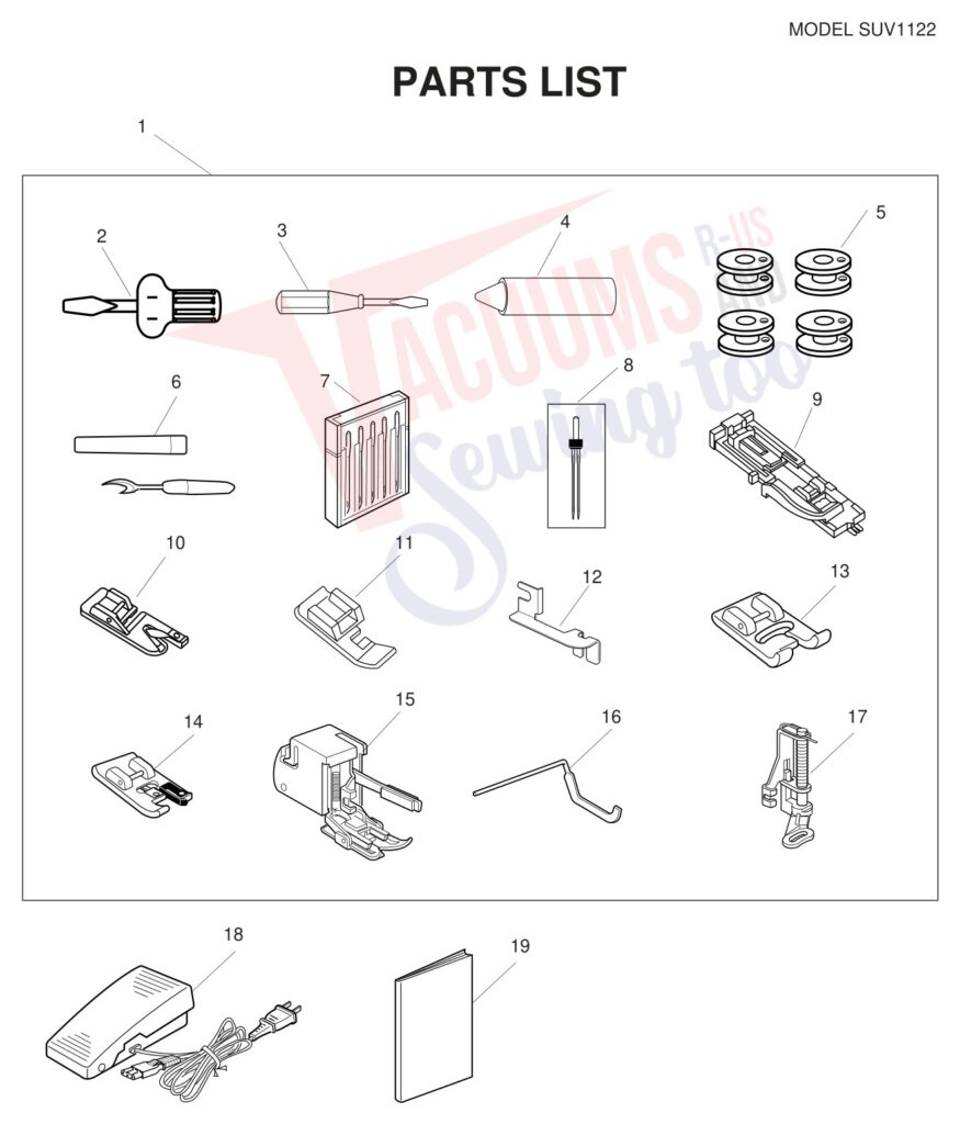 Janome SUV1122 exploded schematic diagram (page 9)