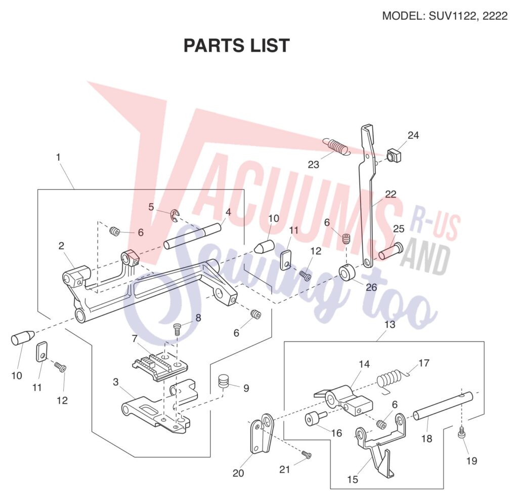 Janome 2222 exploded schematic diagram (page 7)