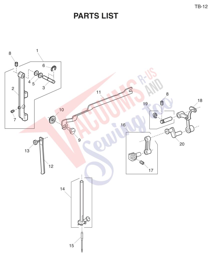 Janome TB12 exploded schematic diagram (page 3)