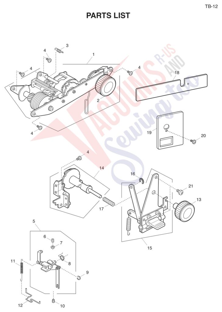 Janome TB12 exploded schematic diagram (page 5)