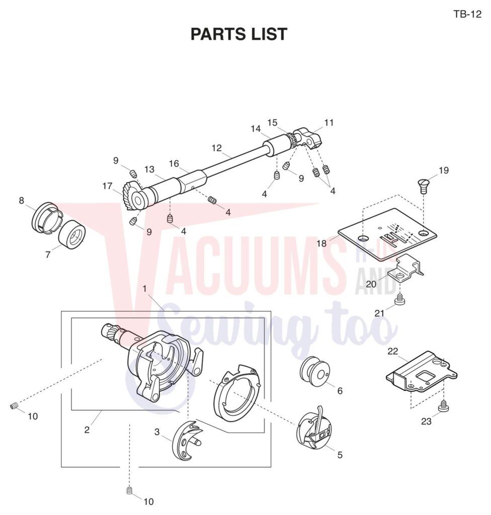 Janome TB12 exploded schematic diagram (page 7)