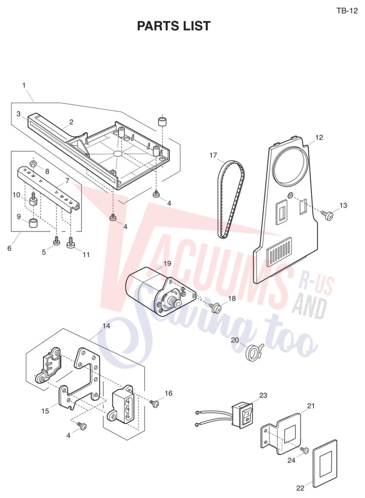 Janome TB12 exploded schematic diagram (page 8)