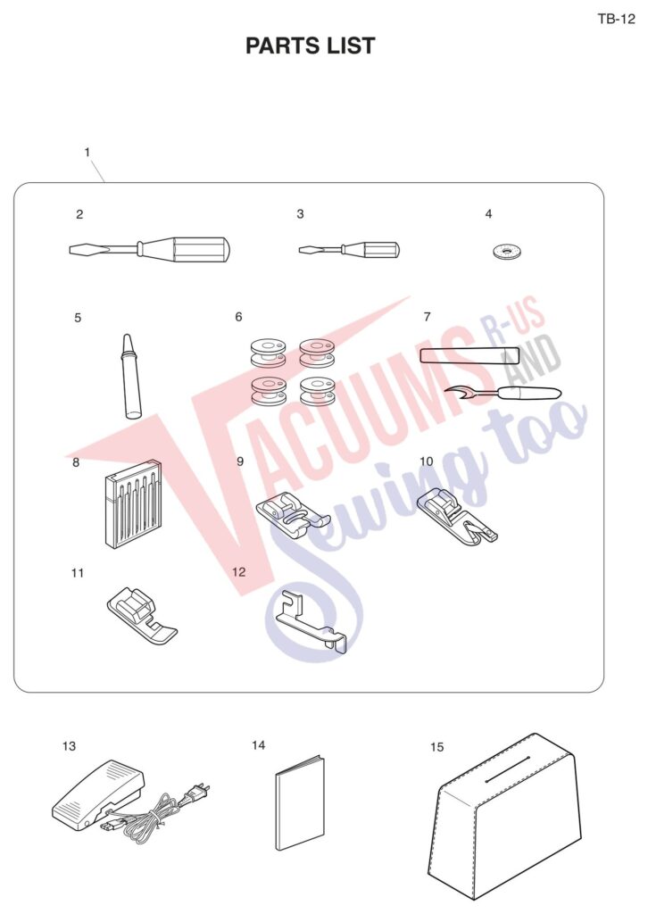 Janome TB12 exploded schematic diagram (page 9)