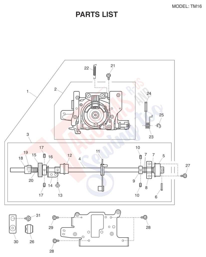 Janome tm16 exploded schematic diagram (page 3)