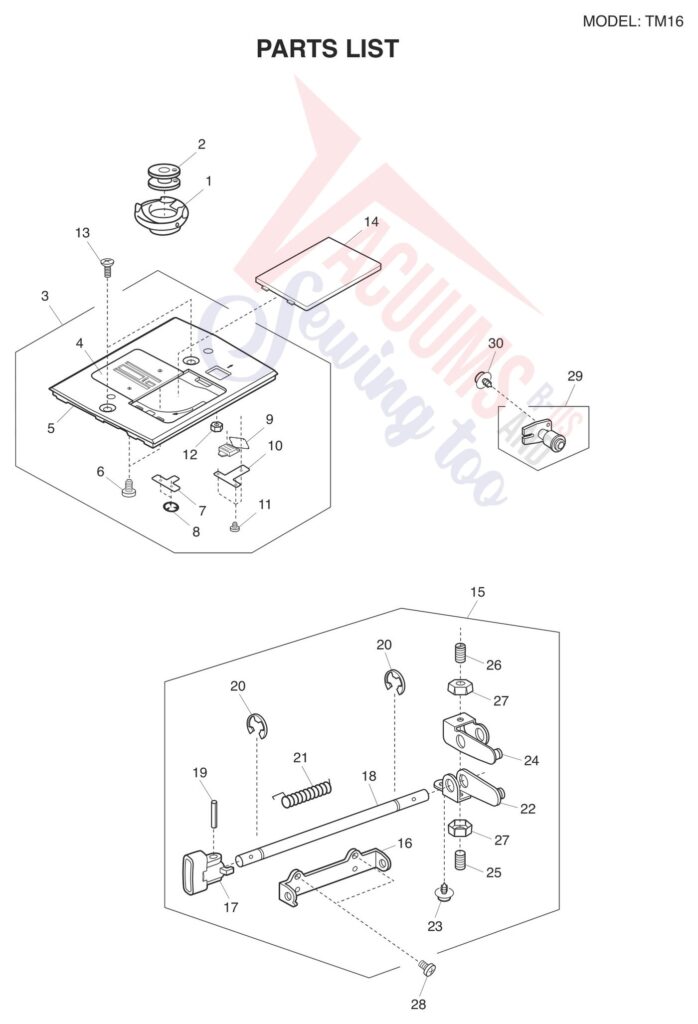 Janome tm16 exploded schematic diagram (page 4)