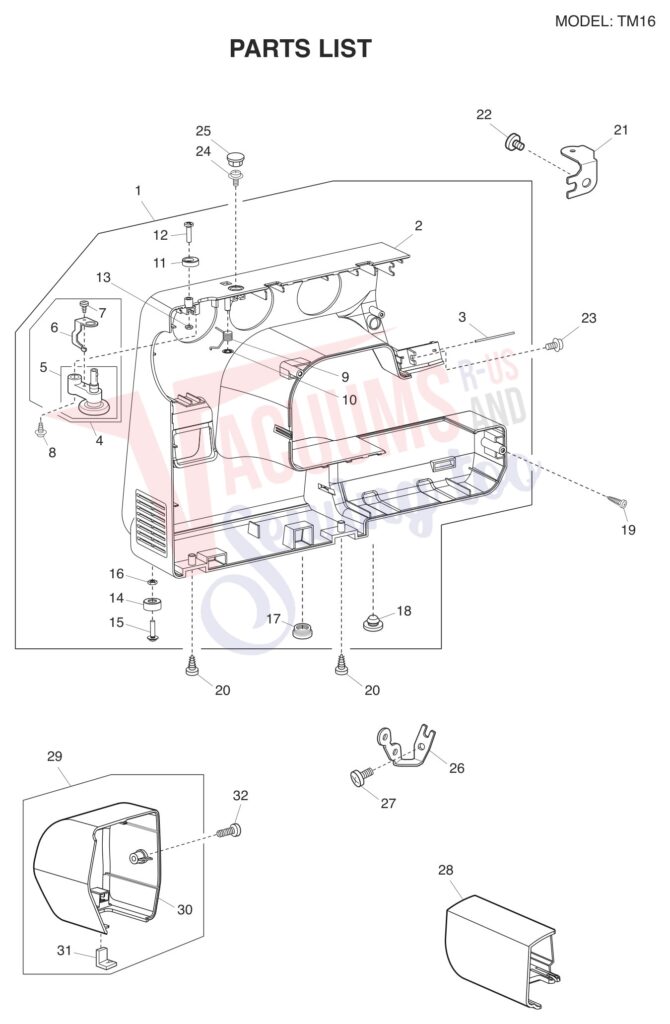 Janome tm16 exploded schematic diagram (page 6)