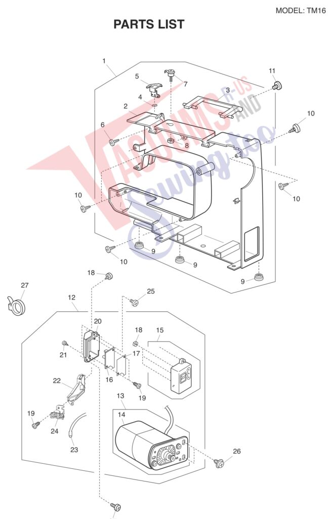 Janome tm16 exploded schematic diagram (page 7)