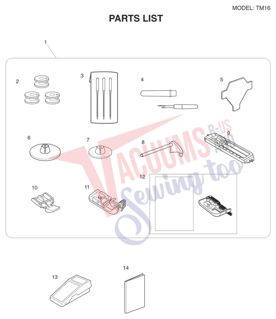 Janome tm16 exploded schematic diagram (page 8)