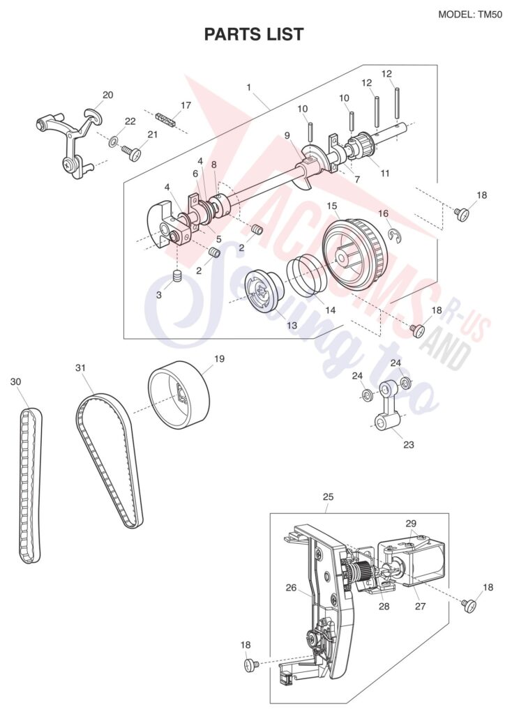Janome TM50 exploded schematic diagram (page 1)