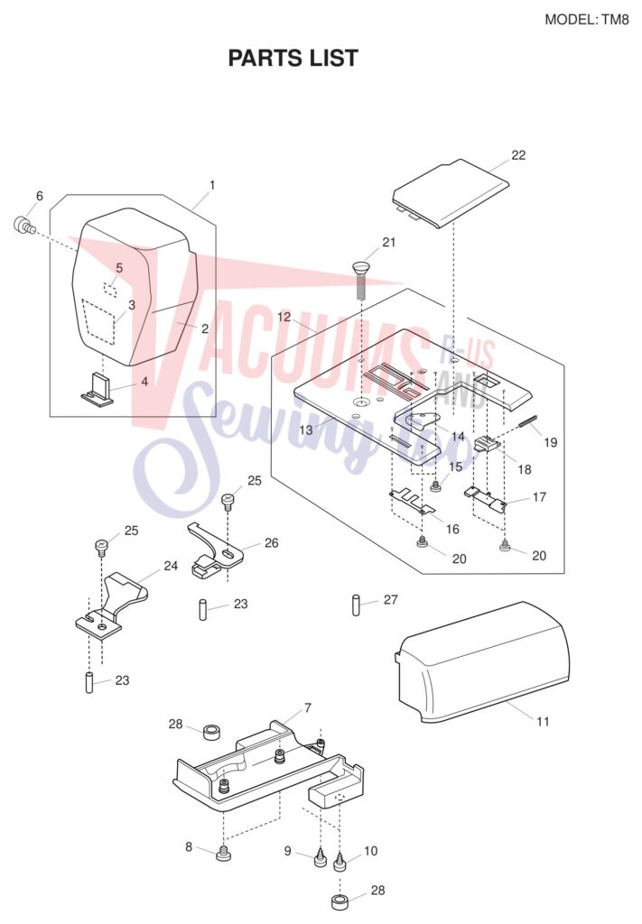 Necchi TM8 exploded schematic diagram (page 2)
