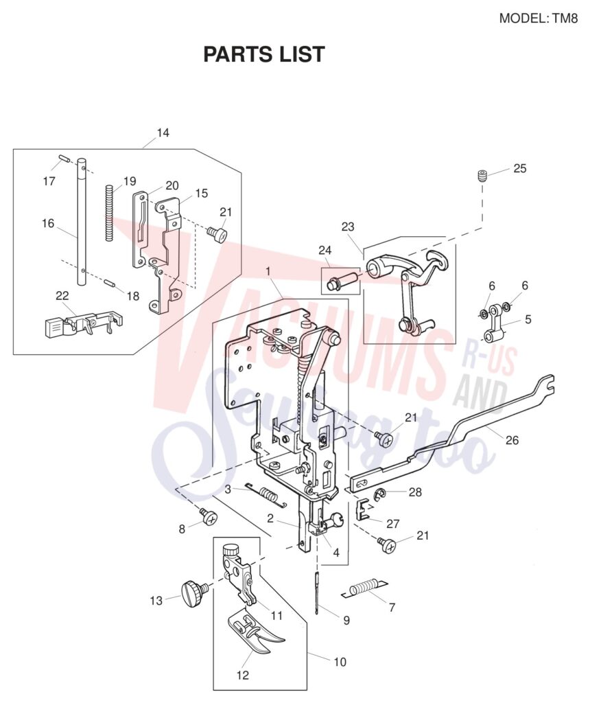Necchi TM8 exploded schematic diagram (page 3)