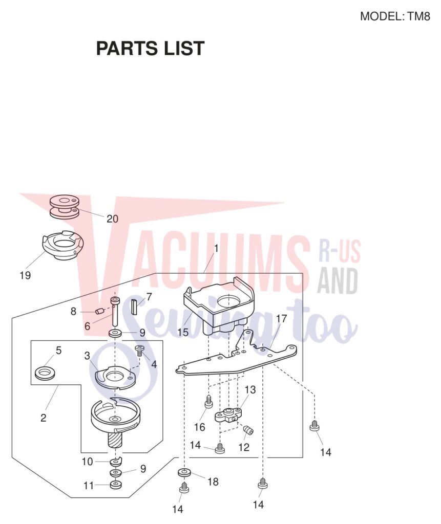 Necchi TM8 exploded schematic diagram (page 6)