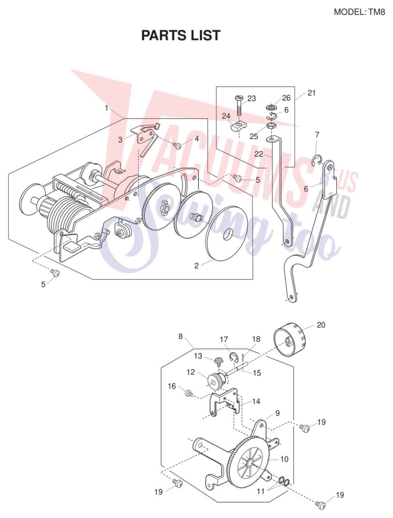 Necchi TM8 exploded schematic diagram (page 7)