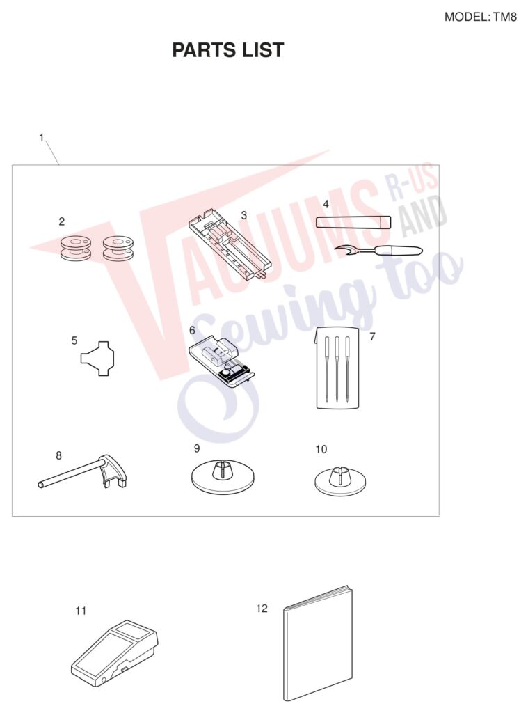Necchi TM8 exploded schematic diagram (page 9)