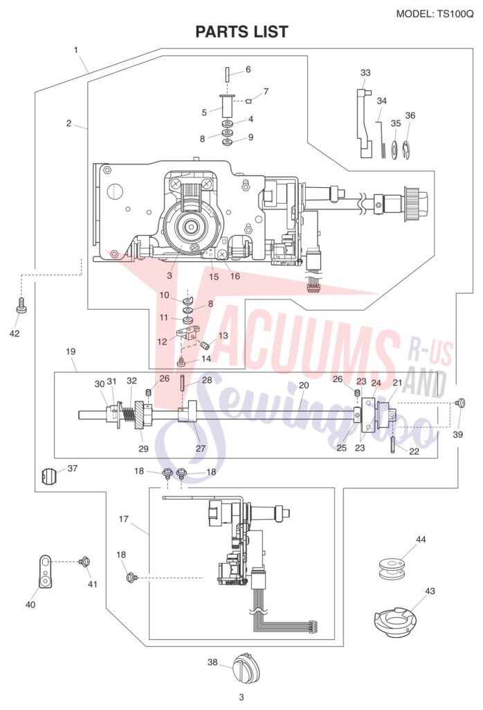 Janome TS100Q exploded schematic diagram (page 3)