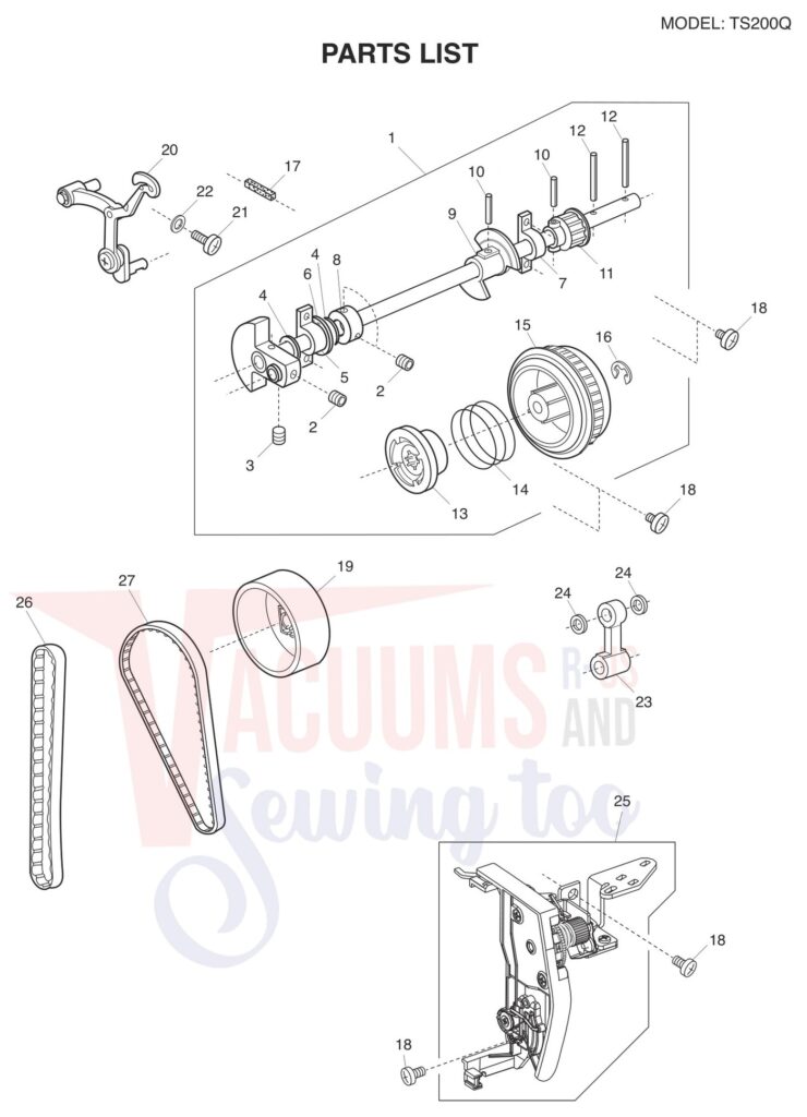 Janome TS200Q exploded schematic diagram (page 1)